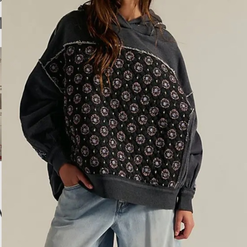 Free People Get Ditsy Hoodie-Charcoal-We The Free